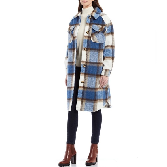 Calvin Klein Blue Plaid Coat Jacket Shacket XXL - Picture 2 of 8
